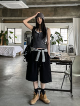 Yojeu Button Ribbed Layer Sleeveless