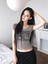 クボリブレタリングスリム半袖Tシャツ