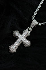 [white] cubic cross necklace | 지르콘 큐빅 십자가 목걸이