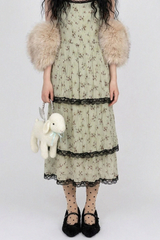 FLEUR ANTIQUE LACE-TIERED DRESS