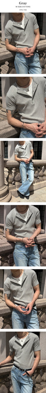 [S/S] High ribbed henry neck half knit(3color)