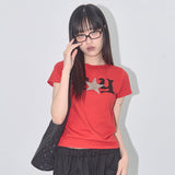 FY LEOPARD TEE (RED) F25QB100