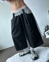Back Two Pocket Belt Stitch Denim Bermuda Shorts 2color