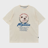 マルチーズズームインハーフスリーブTシャツ
