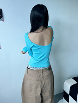 OPEN BACKLESS SEMI-CROP LONG SLEEVE T💙🤍🖤 - 3 COLORS