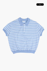 Momo stripe collar crop tee