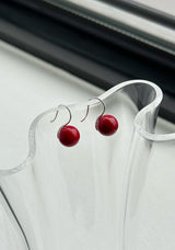 [silver925] red ball hook earring