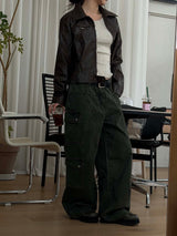 Vintage crop leather jacket