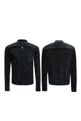 Fleece Pearl Trim Mock Neck Tee