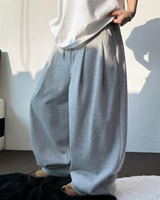 10000SOLD❤ FRONT TWO PINTUCK BALLOON WIDE  OVER PANTS 🩶🖤2COLOR 🩶S-XL