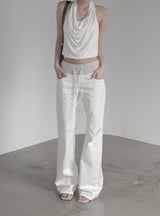 Braided Backless Cowl Neck Halter Padded Top