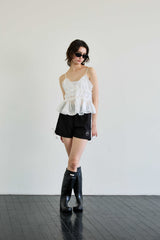 RIBBON JERSEY TRACK MICRO SHORTS / BLACK