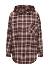 Study Break Hooded Plaid Shirt 
