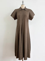 Karon Zipper Collar Pleated Maxi One Piece