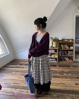 バスティン ルーズフィット ボタン ディープ Vネック ニット