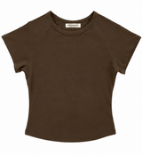 レミジェル コットンステッチ ラウンドネック ロールヘム スリムフィット ショートスリーブTシャツ 5カラー