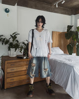 アトリエダメージVネックショートスリーブレスニットウェア