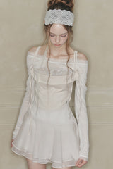 LACE BOATNECK TOP white