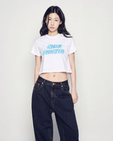 25FW WOMAN クラウドフォントクロップ半袖Tシャツ ホワイト