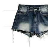 Watery washing vintage denim shorts