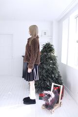 Soft wool two-button fur cropped jacket jumper (2colors)