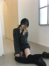 Fluffy henry neck knit