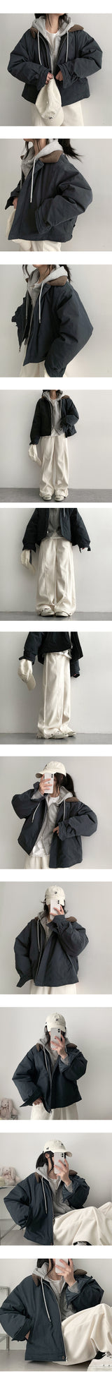 Fobon wool collar quilted jumper