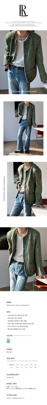 [S/S] Green shine tweed jacket