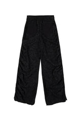 シャーリングワイドバンディドパンツ (BLACK)