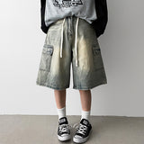 IF Waist String Vintage Cargo Denim Bermuda Shorts