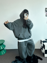 SHEEP FLEECE🐑PIGMENT STRAP RIVET BALLOON LONG PANTS💙🩶🤍3COLOR