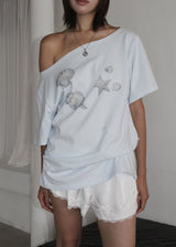 SHELL SHIRRING OFF TEE