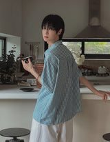リオンストライプハーフシャツ