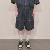 stripe denim shorts_blue