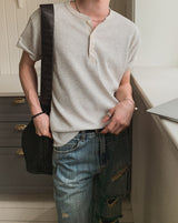 モダンワッフルヘンリーショートスリーブTシャツ