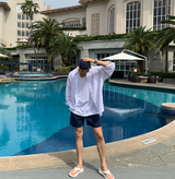 Liu Washing Cotton Banding Shorts