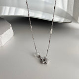 stb hip star y2k stainless steel star white crystal gemstone layered two-way ball necklace