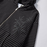 Untitled Starrynight Small Stripe Hood Zip Up BLack Chacoal
