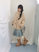 highneck puffy fur jacket