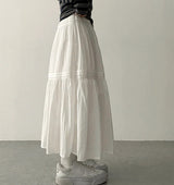 Leaf Waist Banding Line Flare Shirling Kang Kang Long Skirt
