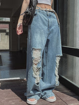 muse wide damage denim pants