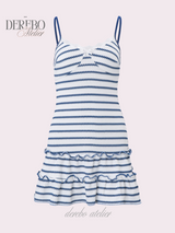 Marine stripe frill dress