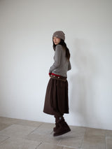 FLARE RIB SKIRT (CAHRCOAL)