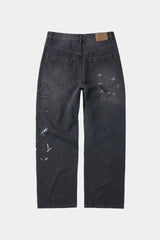 Aged Splatter Carpenter Denim Pants(Washed Black)