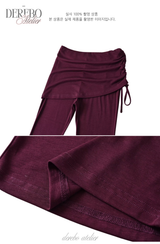 Liiv short-sleeve cap training shirring pants set (REGULAR PANTS)