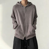 Miss pattern Color Raglan Two-way Knitwear Hooded zip-up
