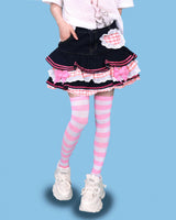 kiki striped knee socks (6color) - white