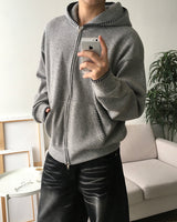 Stitch Knit Hood Zip-up