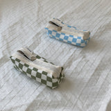 Clam round pencilcase _ Checkerboard celery