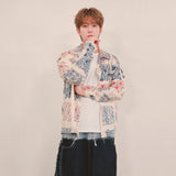 ethnic paisley open collar shirt_blue
